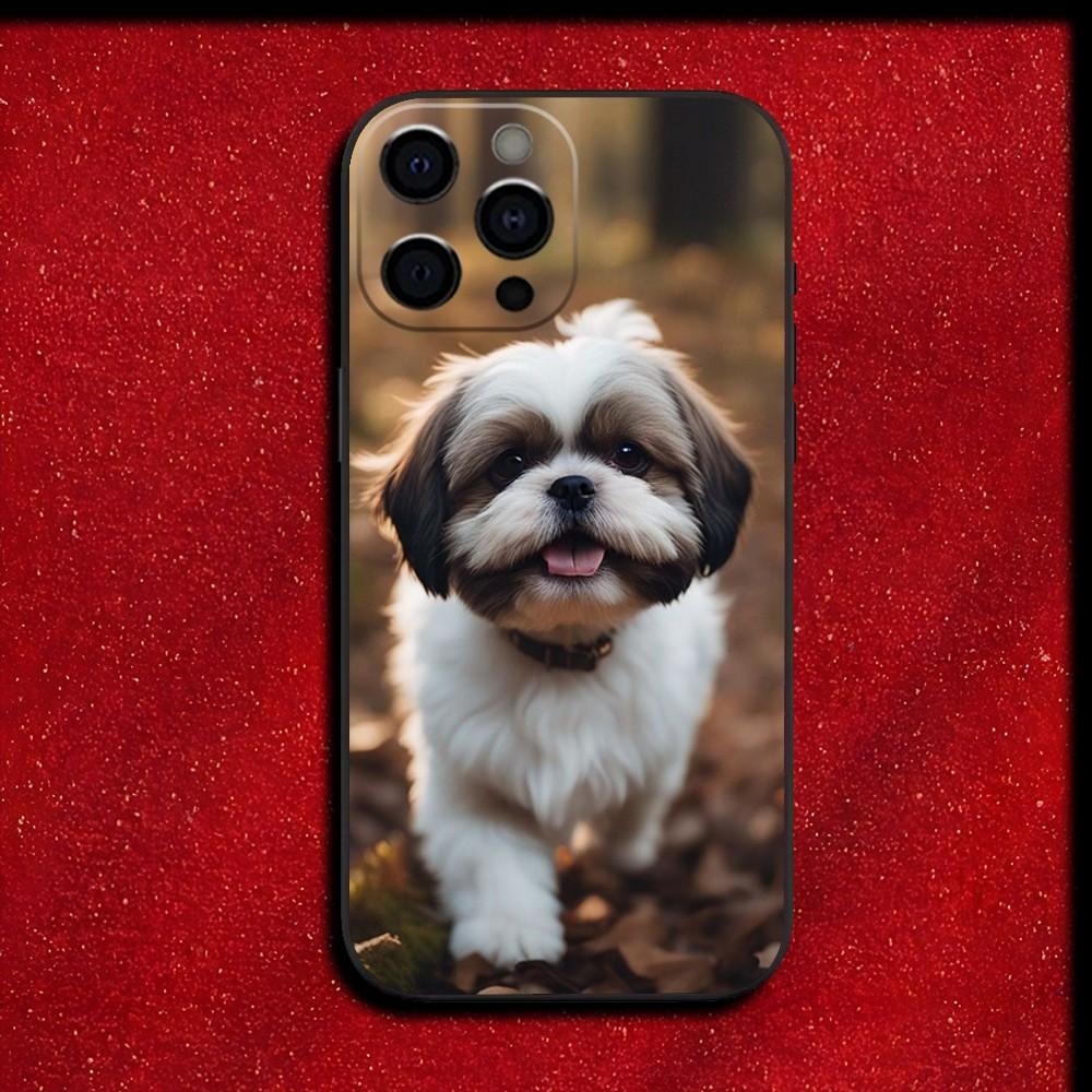 

Pet Shih Tzu Dog Phone Case For iPhone 16,15,14,13,12,11,Pro,X,XS,Max,XR,Plus,Mini Soft Black Cover iPhone11