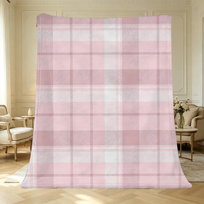 New Mom Postpartum Flannel Blanket Soft & Cozy Non-Pilling Simple Plaid All-Season Warm Throw for Home Casual Use
