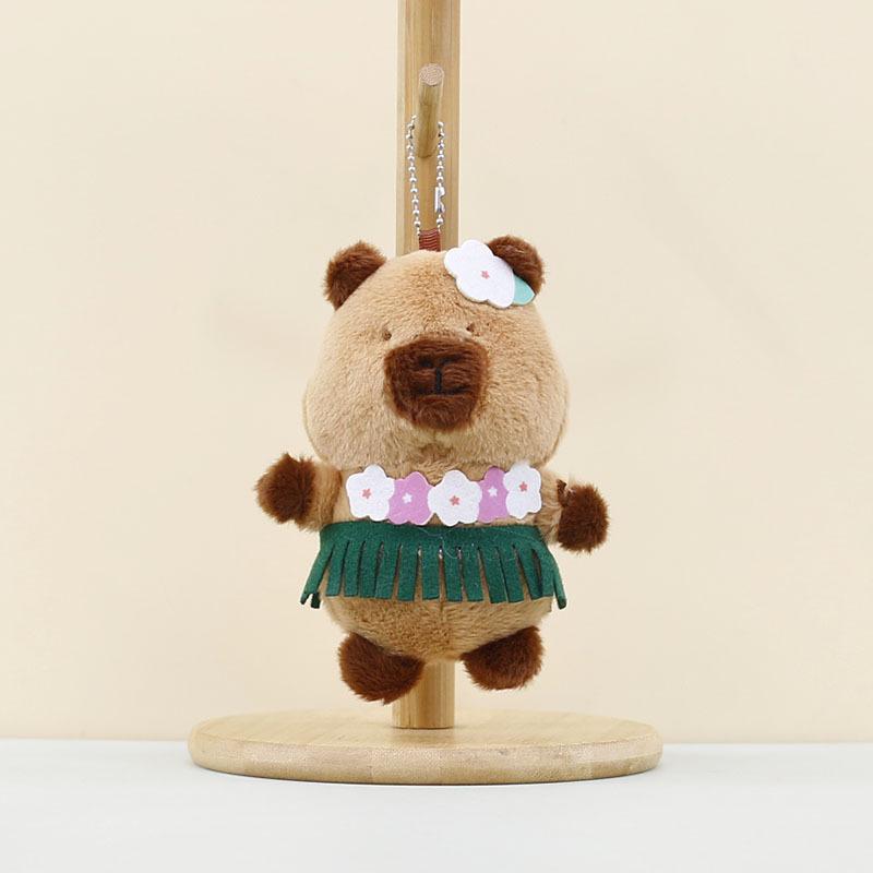 

Capybara Delightful Tropical Plush Toy Keychain With Whimsical Swim Ring And Grass Skirt Grass Skirt Capybara