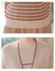 Mom's Chic Spring Knit Cardigan & Inner Layer Striped Two-Piece Set for Mid-Aged Woman
