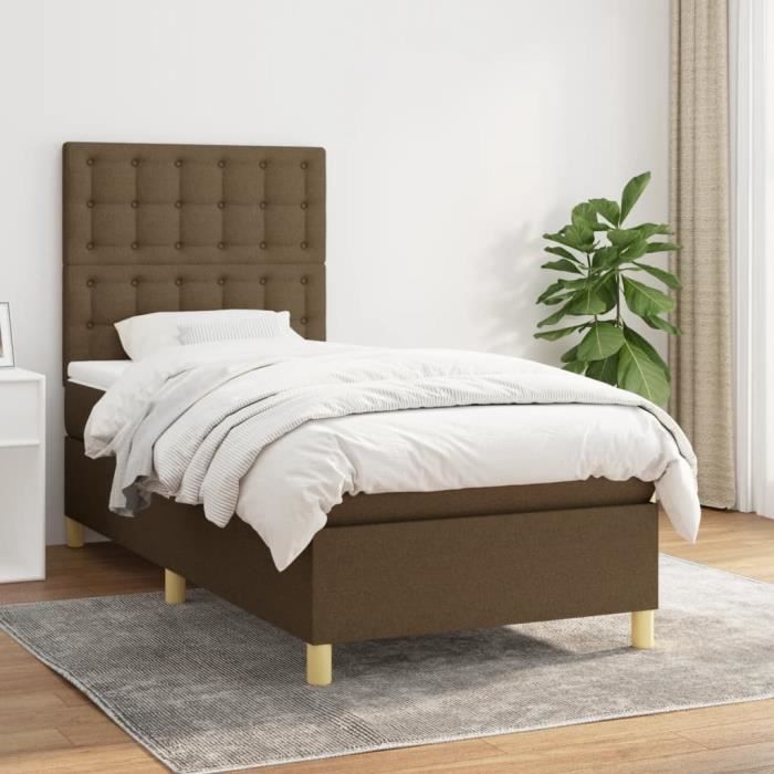 3142636 vidaXL Divan Bed with Mattress Dark Brown 100x200 Cm