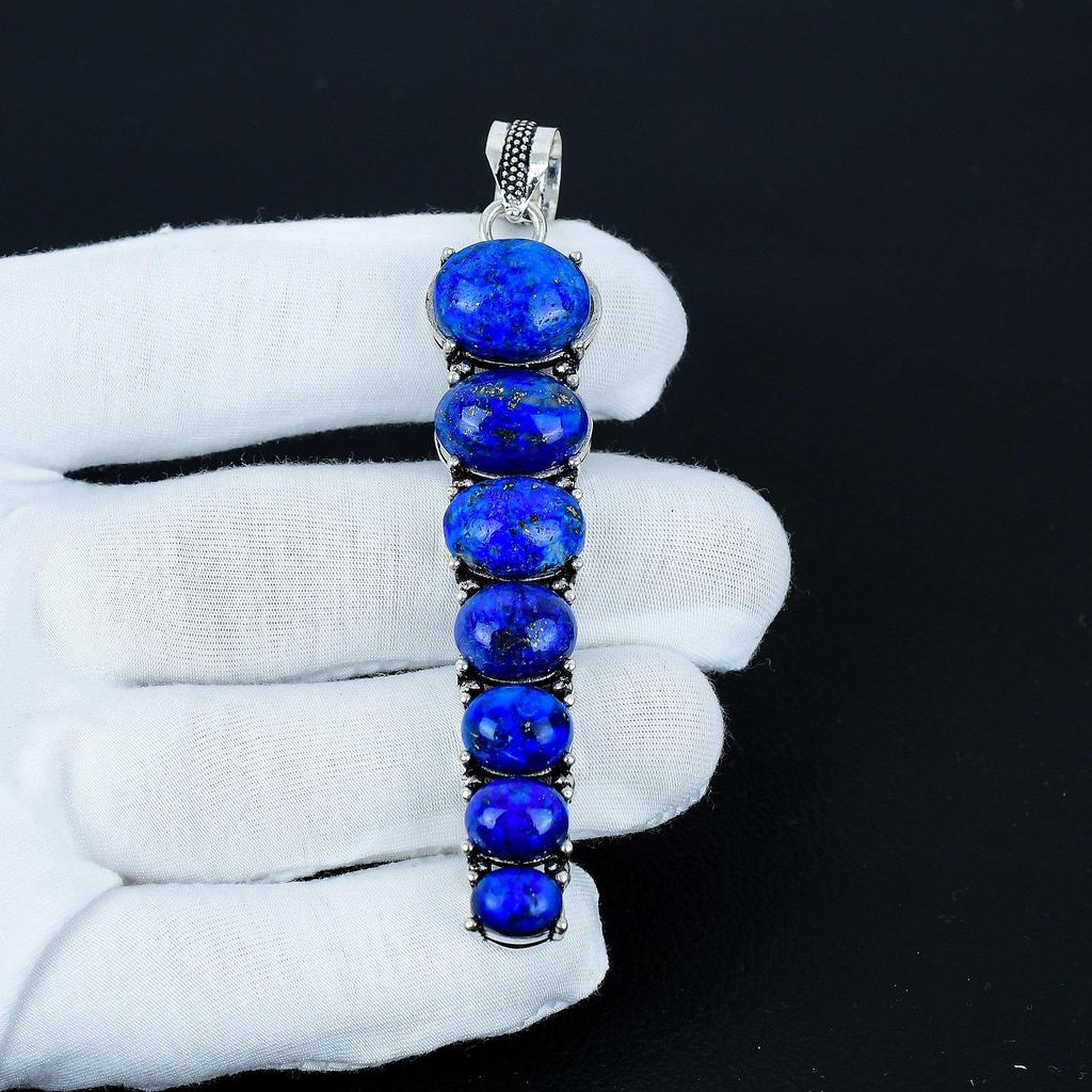 Natural Lapis Lazuli Pendant, 925 Sterling Silver Pendant, Handmade Pendant, Antique Pendant, Lapis Lazuli Gemstone Pendant, Valentine's Day Gift