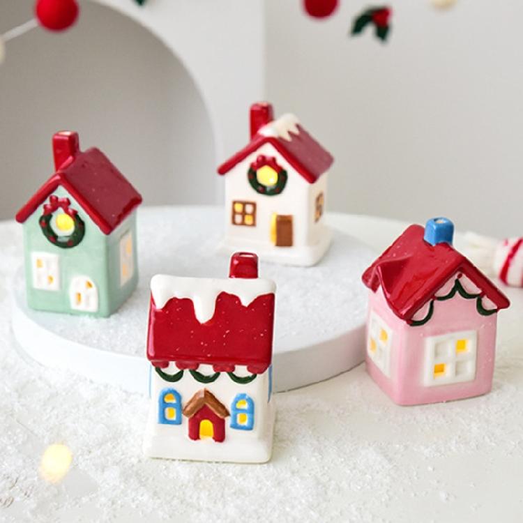 Casa de Férias de Cerâmica Display Alimentado por Bateria Peça de Destaque Festiva Para Decoração de Inverno Ornamento de Exibição de Inverno