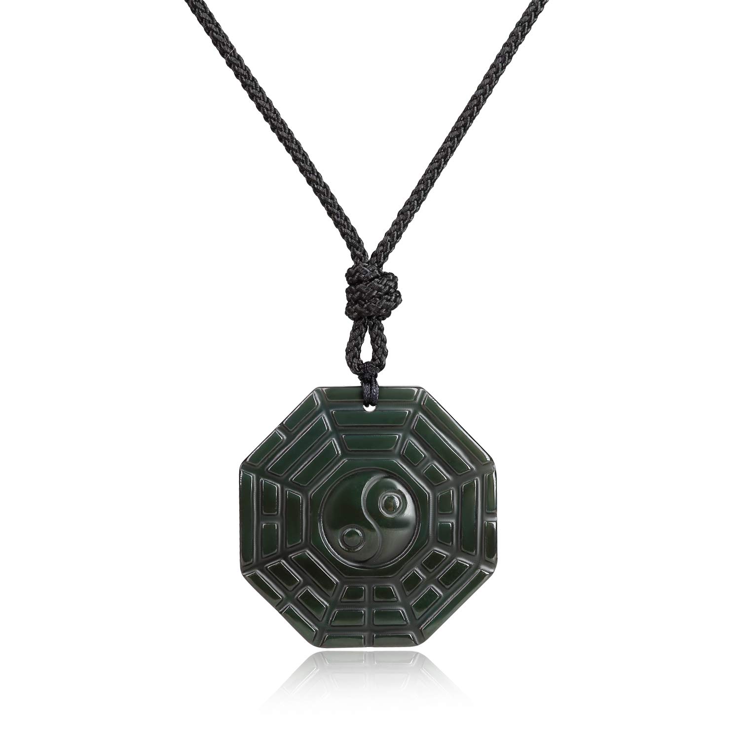

Obsidian Taiji Bagua Charm Amulet Necklace Unisex [Coai] чорний