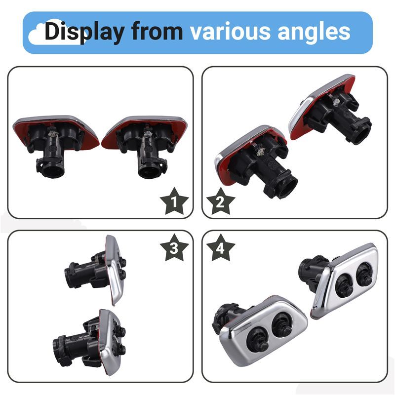 Authentic 2Pcs Head Light Lamp Windshield Washer Nozzles Jet DA805833AA Fit For 300 C 2005 2006 2007