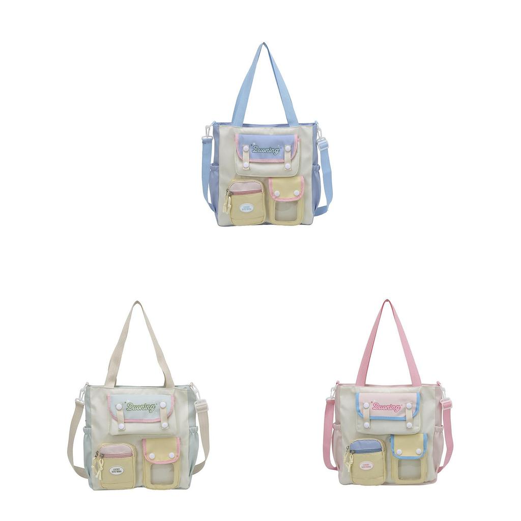 Student Shoulder Bag With Zipper Closure And Polyester Lining For Casual School Outings