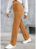 2024 Women's High-Waist Casual Straight Pants with Elastic Belt & Multiple Pockets