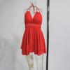 European & American Summer Women's Solid Color Halter Neck Chiffon Dress with Ruffle Detailing - Sexy Slimming Backless Design