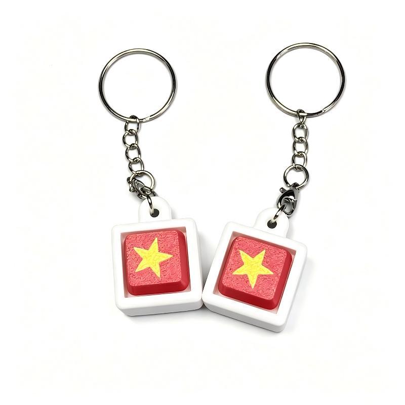 Keyboard Switch Fidget Toy Five-Star Flag Keyboard Clicker Fidget Toy 3D Printed Decompression Button Keychain Portable Stress