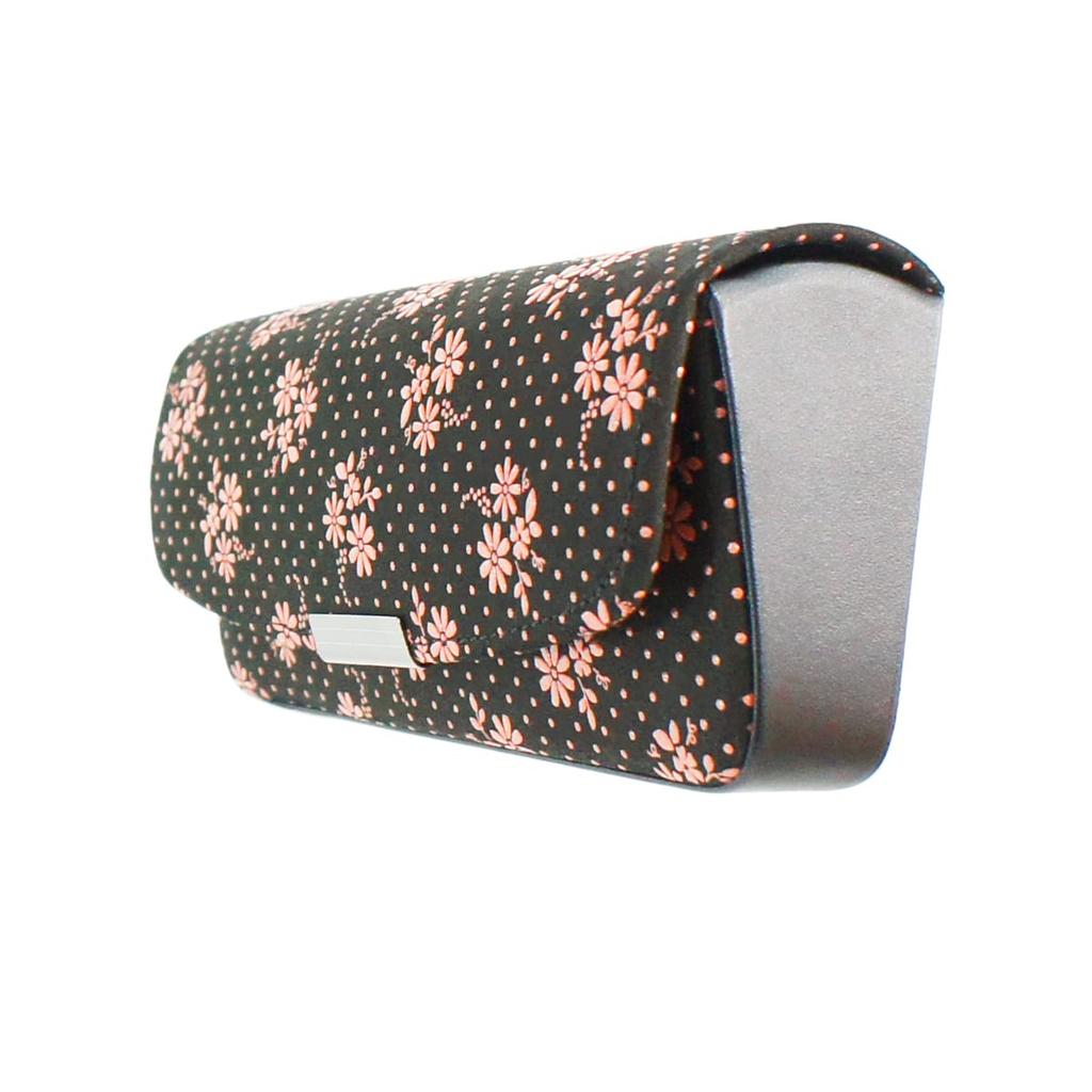 Inden H Brillenetui Hirschleder Schwarz x Rosa Lack Kosmos-Muster [Indenya] 4206-51-175