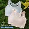 Breathable Seamless Training Vest Bra for Girls, Fixed Cups, Ice Silk, Thin Student Style