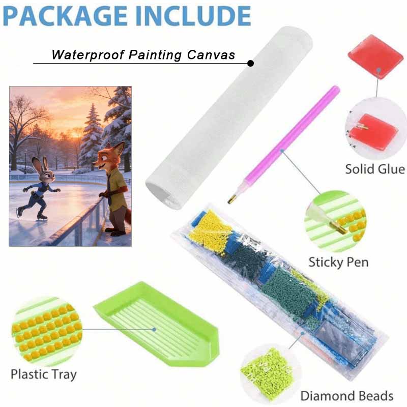 Disney Diamond Art Painting Kit 5D Diamond Painting Zootopia Ice Skating Art Diamond Home Wall Decor