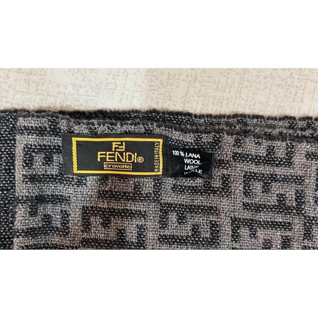 Used 00's Vintage FENDI Zucca Pattern Wool Muffler Stole