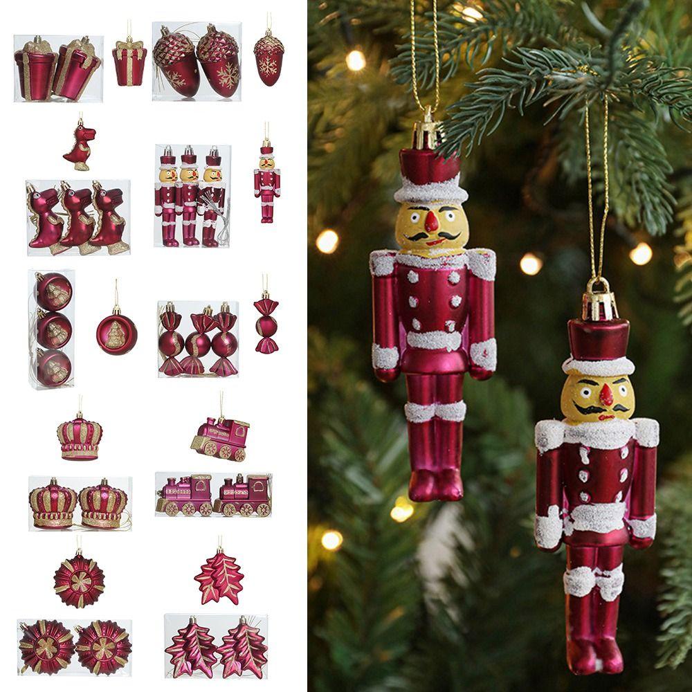 Rot-goldene Weihnachts-Hängedekoration Geschenk Tannenzapfen Plastik-Weihnachtsornament Kugel Festival-Gastgeschenke Handwerk Weihnachtsbaumkugeln Anhänger