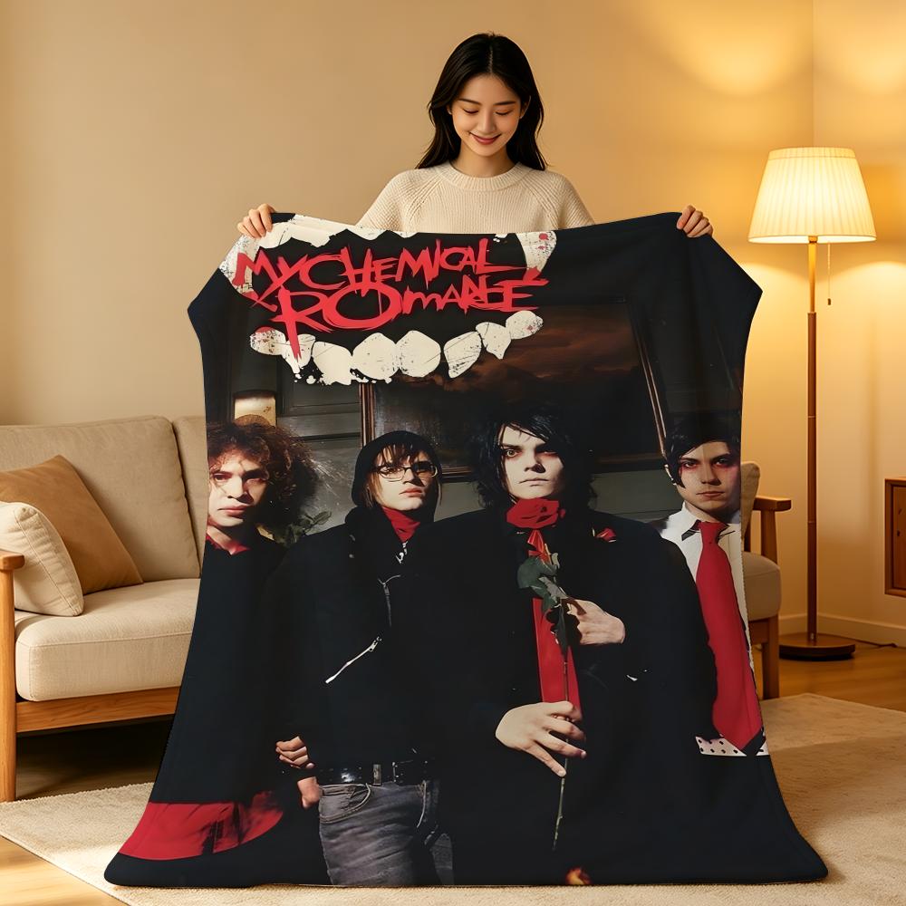 Band M-My C-Chemical R-Romance Throw High-Density Short Plush Blanket Soft Skin-Friendly for Sofa Nap Air-Conditioned Room