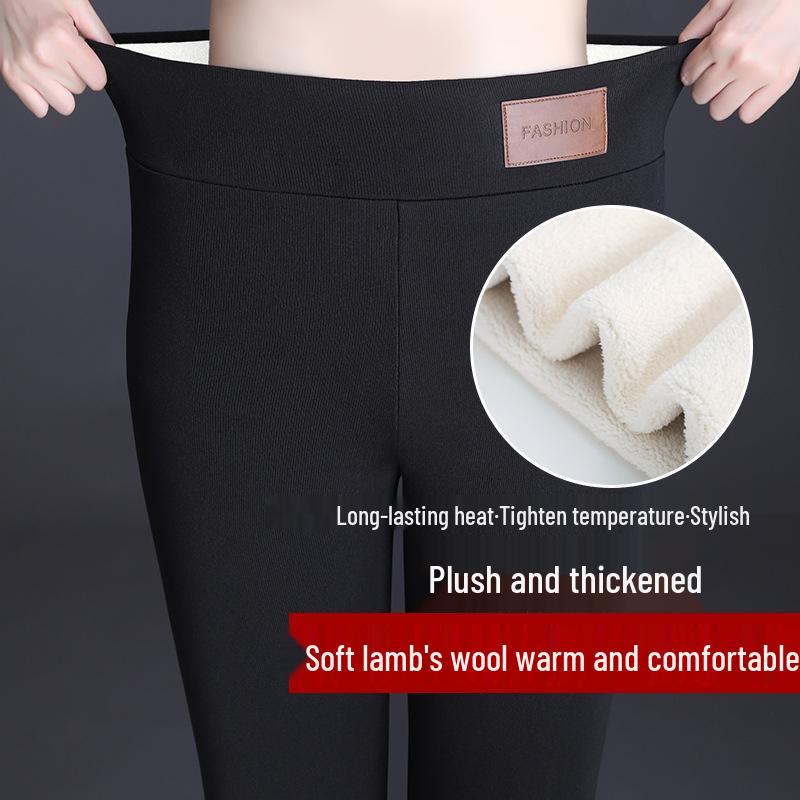 Northeast Women's High-Waist Wool Leggings: Thick Fleece Lined, Plus Size, Tummy Control, Warm Pants for Autumn/Winter