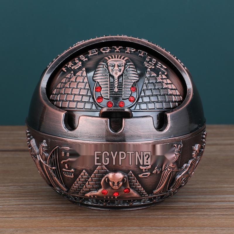 European Style Ashtray with Lid: Trendy, Drop-Proof, Anti-Fly Ash, Odor-Resistant, Luxury Living Room Decor.