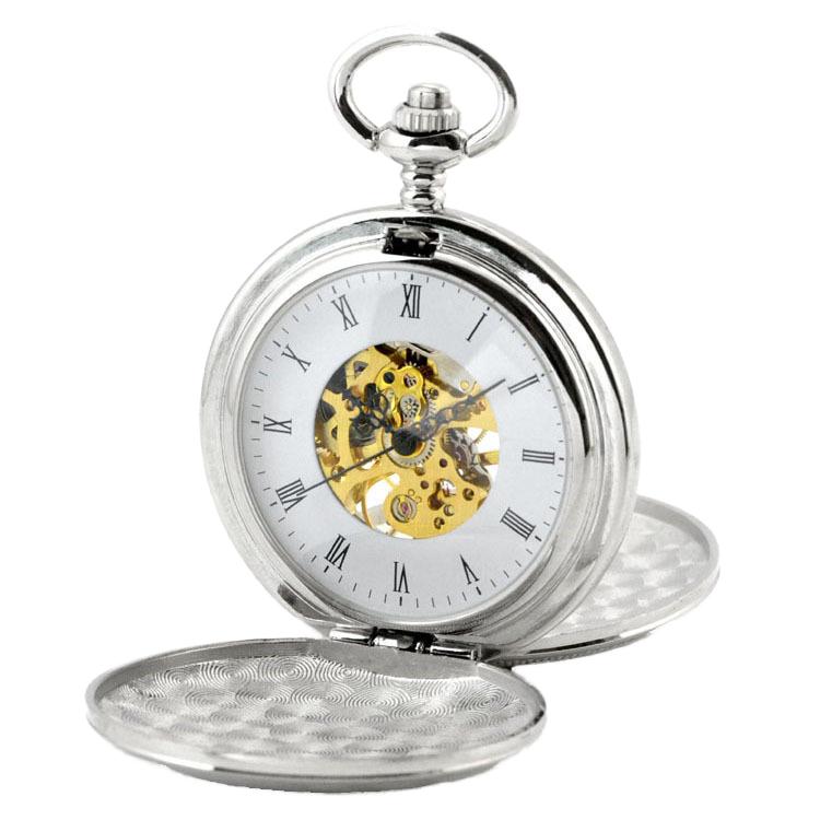 Luxury Antique Pocket Watch High Quality Gold Color Double Glossy Cover Custom LOGO Acceptable Mechanical Pocket Watch