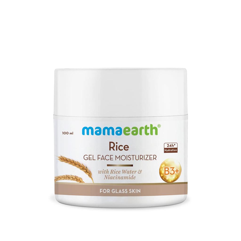 Mamaearth Rice Gel Face Moisturizer For Glass Skin With Niacinamide 100ml | Lightweight Hydration For Smooth Even-Toned Glowing Skin