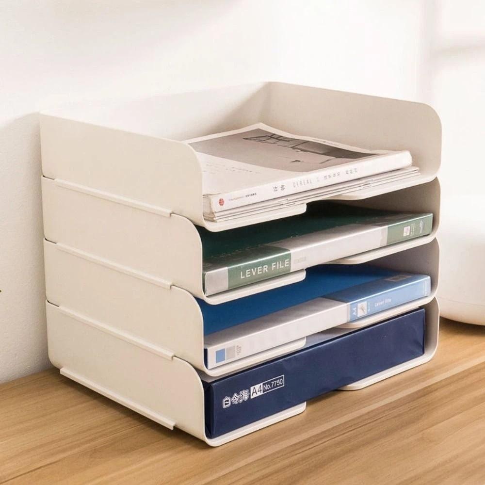 1 Pcs Desktop Organizer A4 File Storage Tray Book Shelf Papers Rack Stackable File Rack Archives