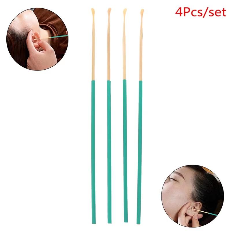 1/4Pcs Bamboo Wooden Earwax Remover Ear Cleaner Sticks Spoon Anti-Skid Earpick Earwax Removal Ear Care Earpick