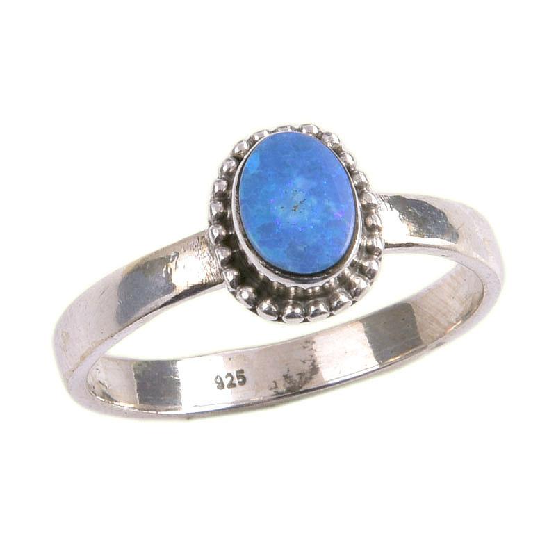 Natural Australian Opal Gemstone 925 Solid Sterling Silver Jewelry Ring S.9 t5l37