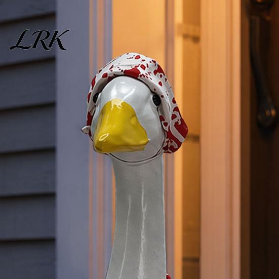 Fun Scary Halloween Design Porch Goose Outfit, Blood Clothes with Hat & Horror Style Costume Knife Knife, for Haunted House Party Favors Festive