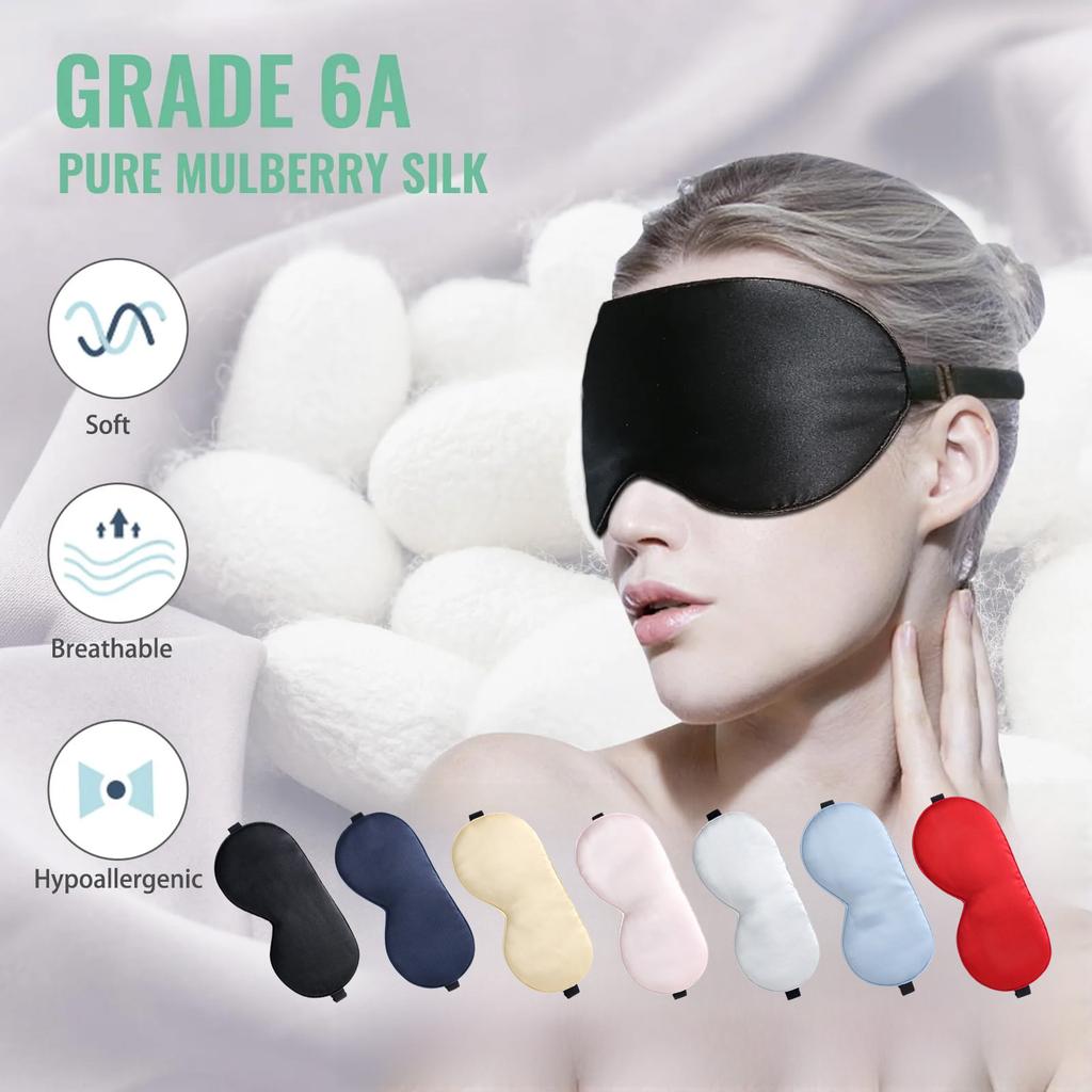 Durable And Safe Silk Sleep Mask 100% Real Natural Pure Silk Eye Masks With Adjustable Strap For Sleeping Blocks Light Reduces Puffy Eyes