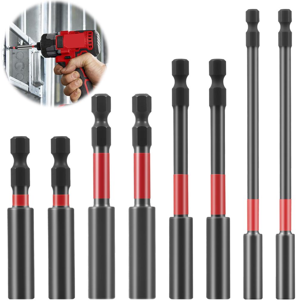 8Pcs Impact Magnetic Screwdriver Bit Holder Extension Socket Drill Bit Holder 1/4" Hex Shank Magnetic Extension Bits Holders Set