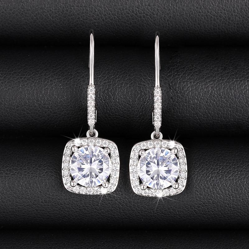 925 Sterling Silver Bright CZ Drop Earrings Female Noble Luxury Exquisite Ear Accessories Elegant Temperament Jewelry for Women