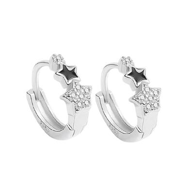 Trendy Silver Stars Earrings Embellished With Zirconia Silver Stars Earrings Ear Clips Charm for Fashion Enthusiasts