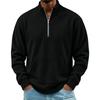 Men's Corduroy 1/4 Zip Pullover, Retro Long Sleeve Top with Stand Collar and Pocket