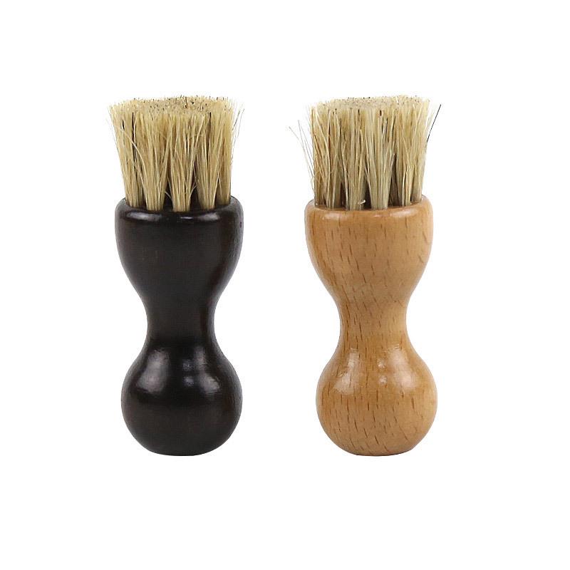 Beech Wood Gourd-Shaped Pig Bristle Brush - Dual Color Options for Shoe and Clothing Dust Removal Lacquered Wood