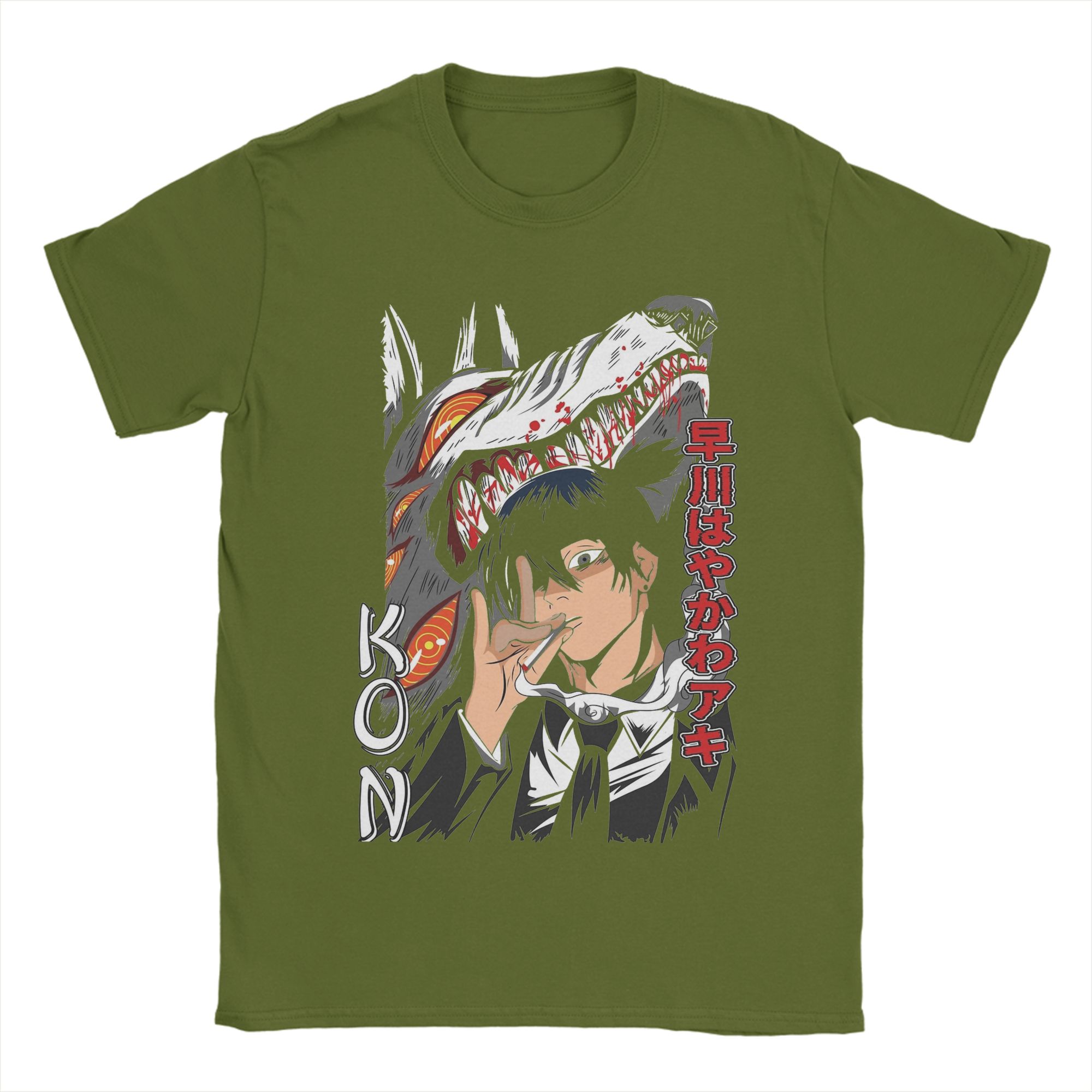 

Men T-Shirts Chainsaw Man Aki Hayakawa Vintage Pure Cotton Tee Shirt Short Sleeve T Shirt Crew Neck Clothing New Arrival 4XL