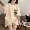Pajamas Women'S Short-Sleeved Shorts Crew Neck Suit Students Sweet And Cute Cartoon Women'S Thin Loungewear Can Be Worn Outside