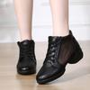 Women Genuine Leather Dance Shoes Boots Square Dance Shoes Increase Sneakers Boots Soft Sole Woman Shoes Modern