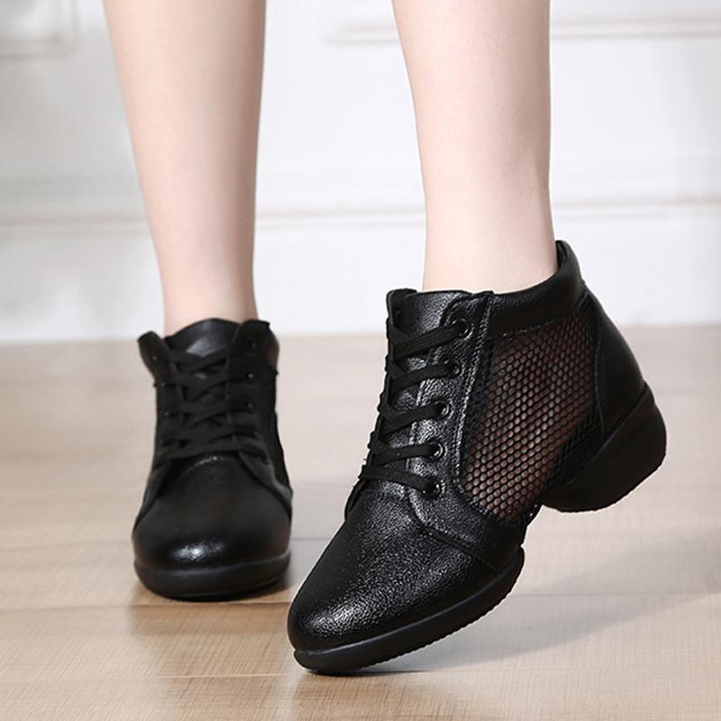 Women Genuine Leather Dance Shoes Boots Square Dance Shoes Increase Sneakers Boots Soft Sole Woman Shoes Modern