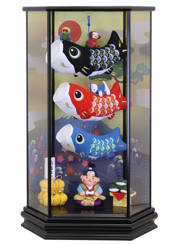 Doll Kodomoya Main Store Satsuki Doll Indoor Carp Streamer Side Decoration Hexagonal Case Decoration Momotaro Carp Streamer Width 36 X Depth 26 X