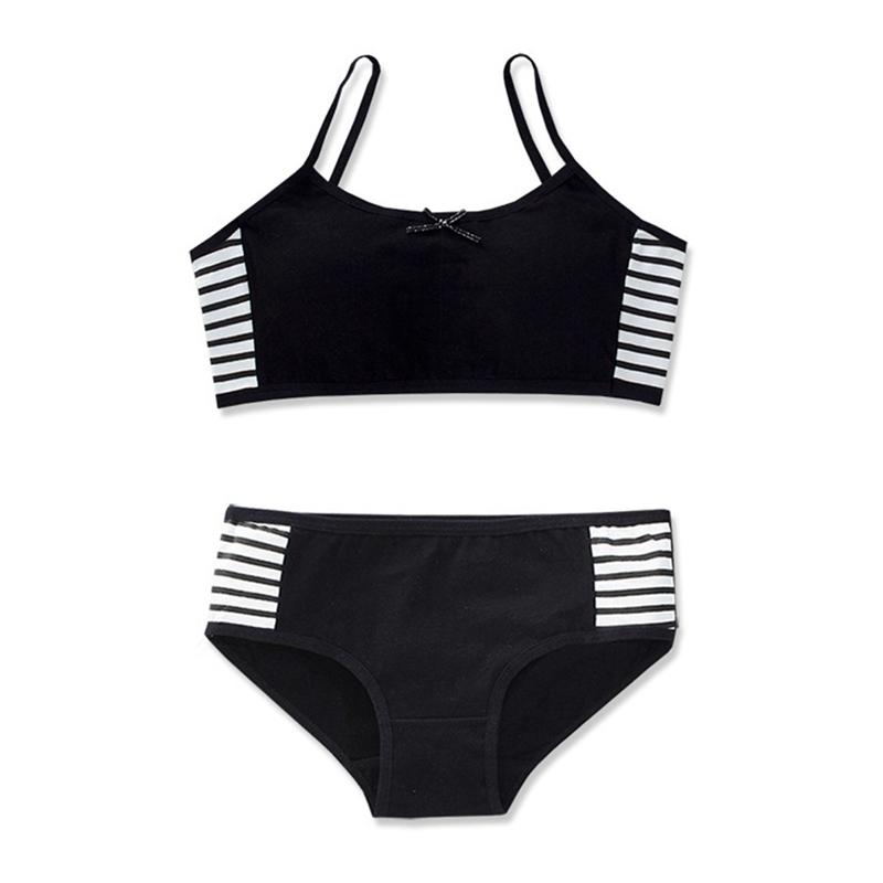 

Комплект из двух предметов: бюстгальтер и трусики для девочек, комплект детского нижнего белья, детский бюстгальтер и трусы One Size чёрный