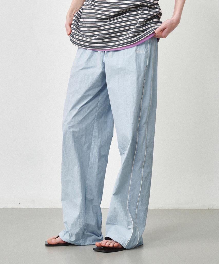 OSTKAKA Piping Detail Nylon Pants Sky Blue