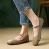 Fashion Flat Shoes for Women 2025 Spring and Autumn Retro Square Toe New Mary Jane Plus Size Women's Shoes 42 43 44