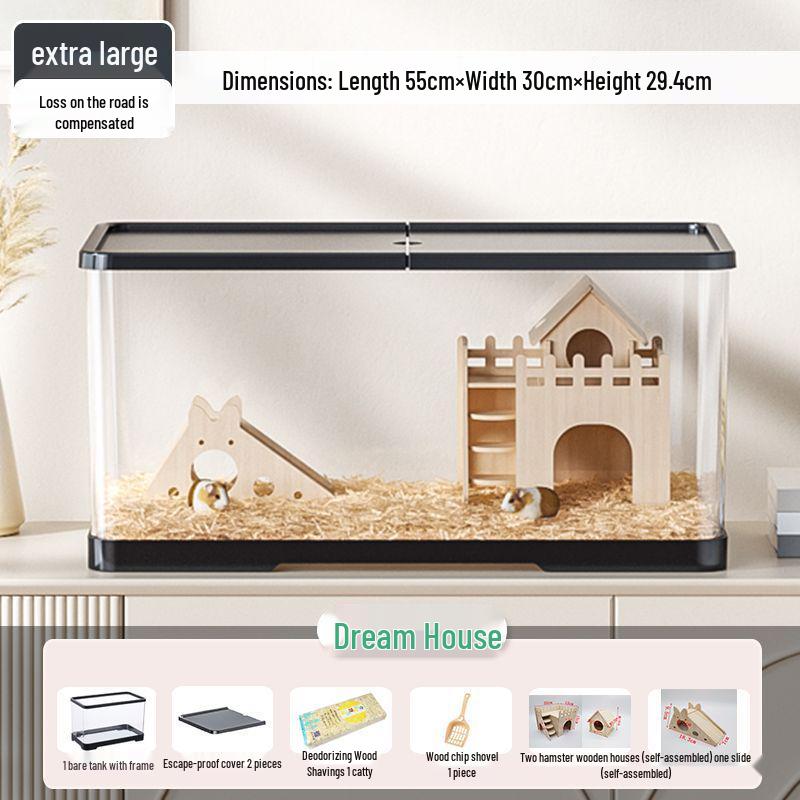 Golden Hamster Luxury Acrylic Villa - Transparent Breeding Cage with Spacious Bedroom