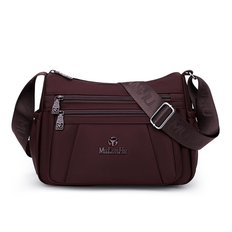 Leichte Nylon-Crossbody-Tasche mit mehreren Reißverschlussfächern, verstellbarer breiter Riemen, lässige Umhängetasche für Damen für den täglichen Gebrauch