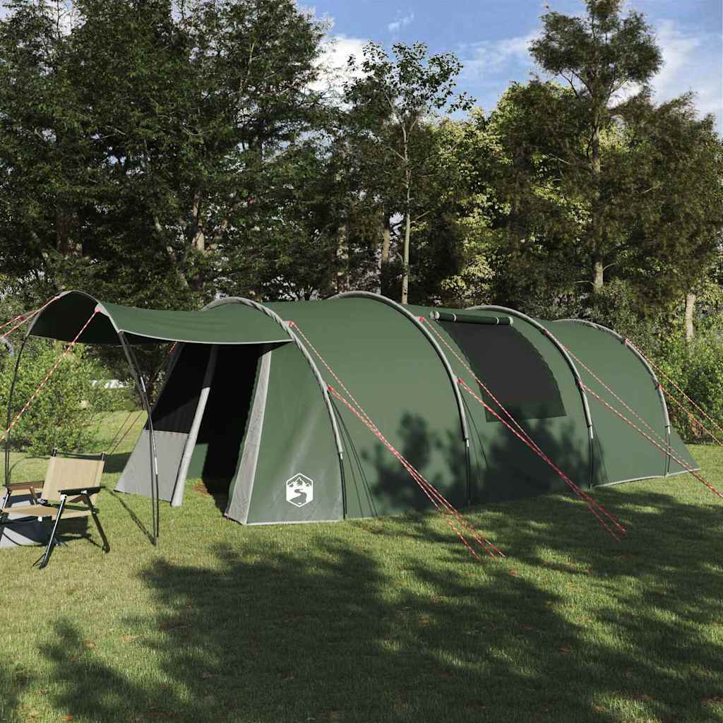 4 Person Tunnel Tent with Roof Green and White 740 x 370 x 220 cm