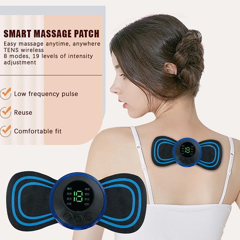 Portable Ems Neck Massager With 8 Modes And Lcd Display Perfect For Neck Back Muscle Pain Relief Home Office Travel