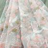 Pink Small Bird Embroidery Mesh Fabric Plant Pattern Sequins Fashion Lace Fabric For DIY Dress Children's Clothing Fabric TJ9659