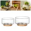 Innovative Serving Bowl Tray with Wooden Pedestal Fruit Dish Plate Display Stand Food Snacks