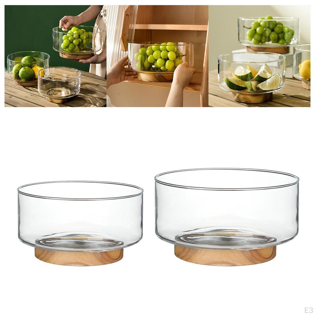 Innovative Serving Bowl Tray with Wooden Pedestal Fruit Dish Plate Display Stand Food Snacks