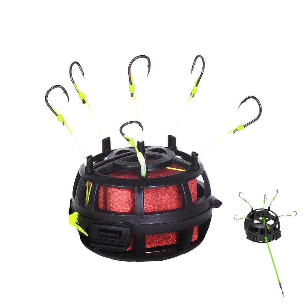 360° Floating Cage Fishing Hook, Spring Fish Feeder With Holder, Fishing Tool Fishing Feeder Fishings Cage Hook Rigs Set