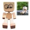 Replaceable Expressions Shaking Wooden Man Figurine Cute Funny Car Magnetic Decor Ornaments Wood Base Interior Wood Desktop O9G7